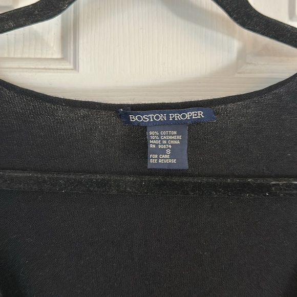 Boston Proper Black Wrap Blouse with Tie Front cotton cashmere blend small - Picture 3 of 4